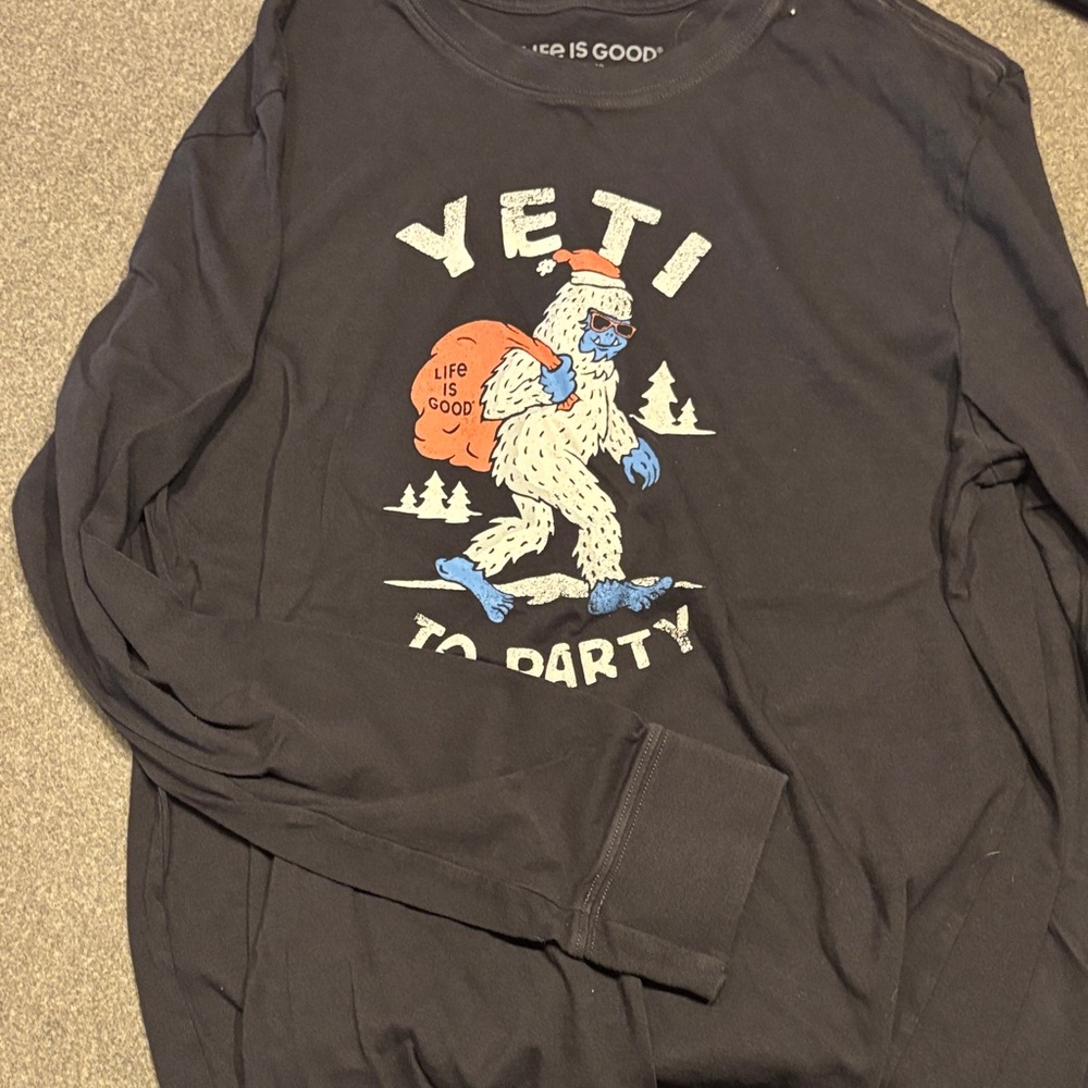 Life Is Good Black Long Sleeve Tee with Yeti Graphic